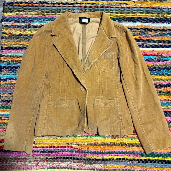 Vintage Y2K Tan Corduroy Ribbed Blazer Jacket – Best Fits Medium - Picture 1 of 5